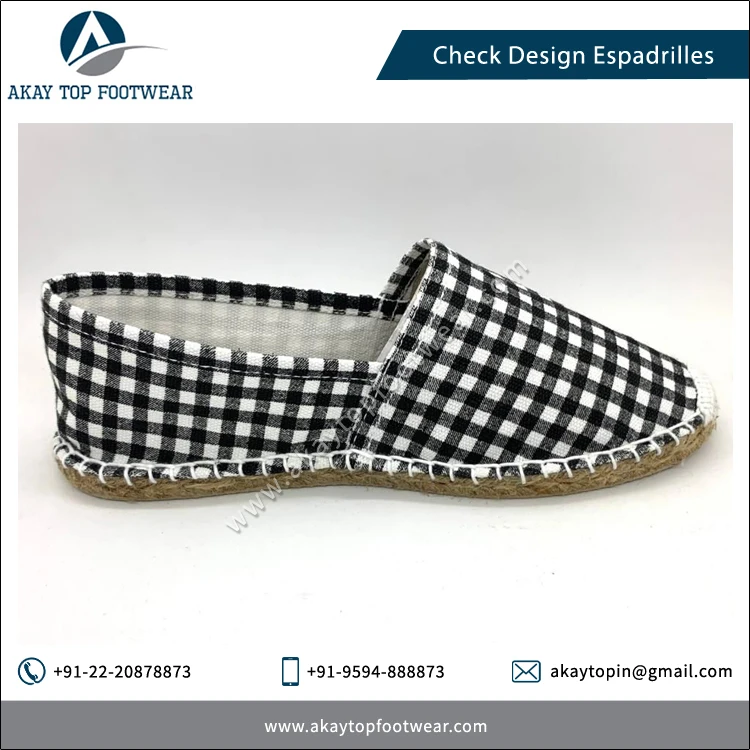 Espadrilles Best Selling Attractive Design Jute Sole All Season Check Design Espadrilles Flat Shoes