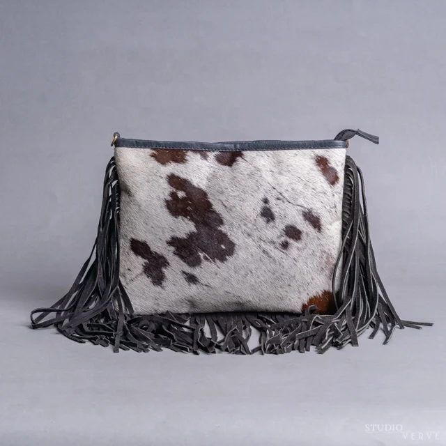Genuine Leather Leopard Print Women Ladies Purse Custom Bag Hand Lady  Cow Bags with Tassel Clutch