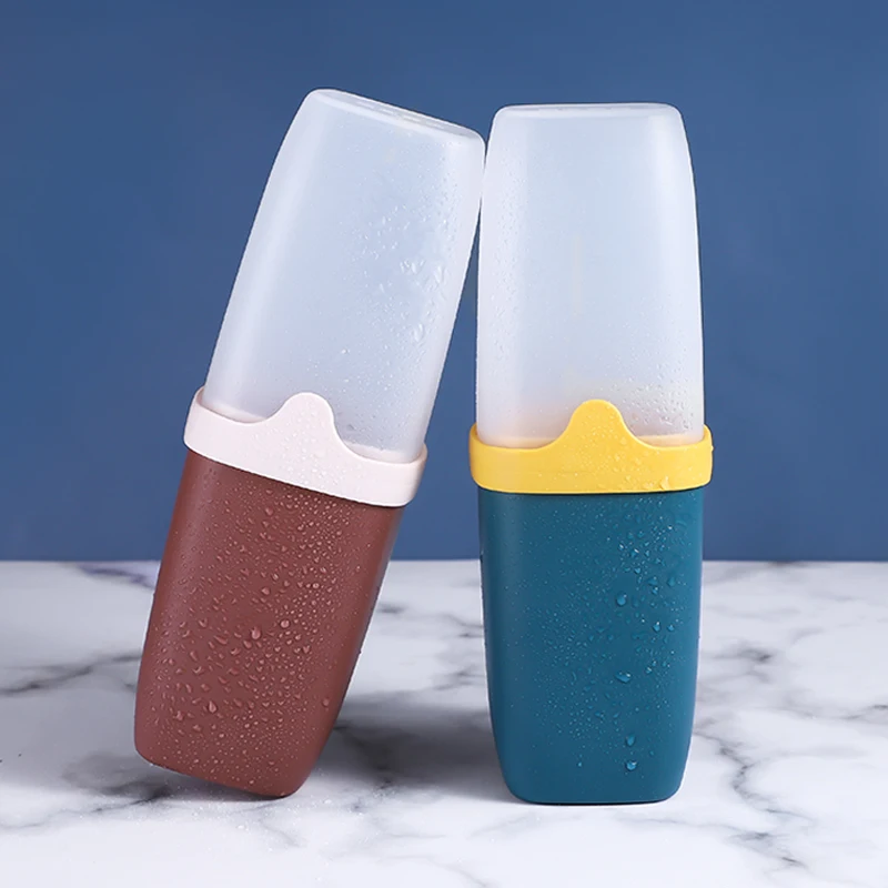 
Travel Toothbrush Cup Kit, Bathroom Toothbrush Cup Portable Brushing Cup Toothpaste Box Teeth Mug Travel Supplies (Dark Blue) 