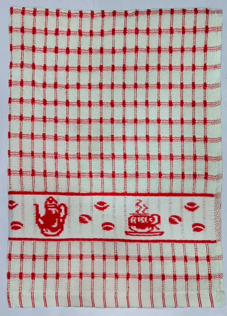 
100% Cotton Woven Jacquard Coffee Time Terry Tea Towels 