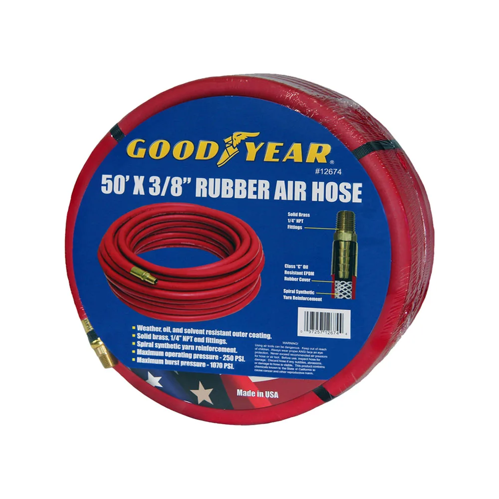 Красный резиновый воздушный шланг Goodyear 50 футов x 3/8 дюйма 250 фунтов на кв. дюйм