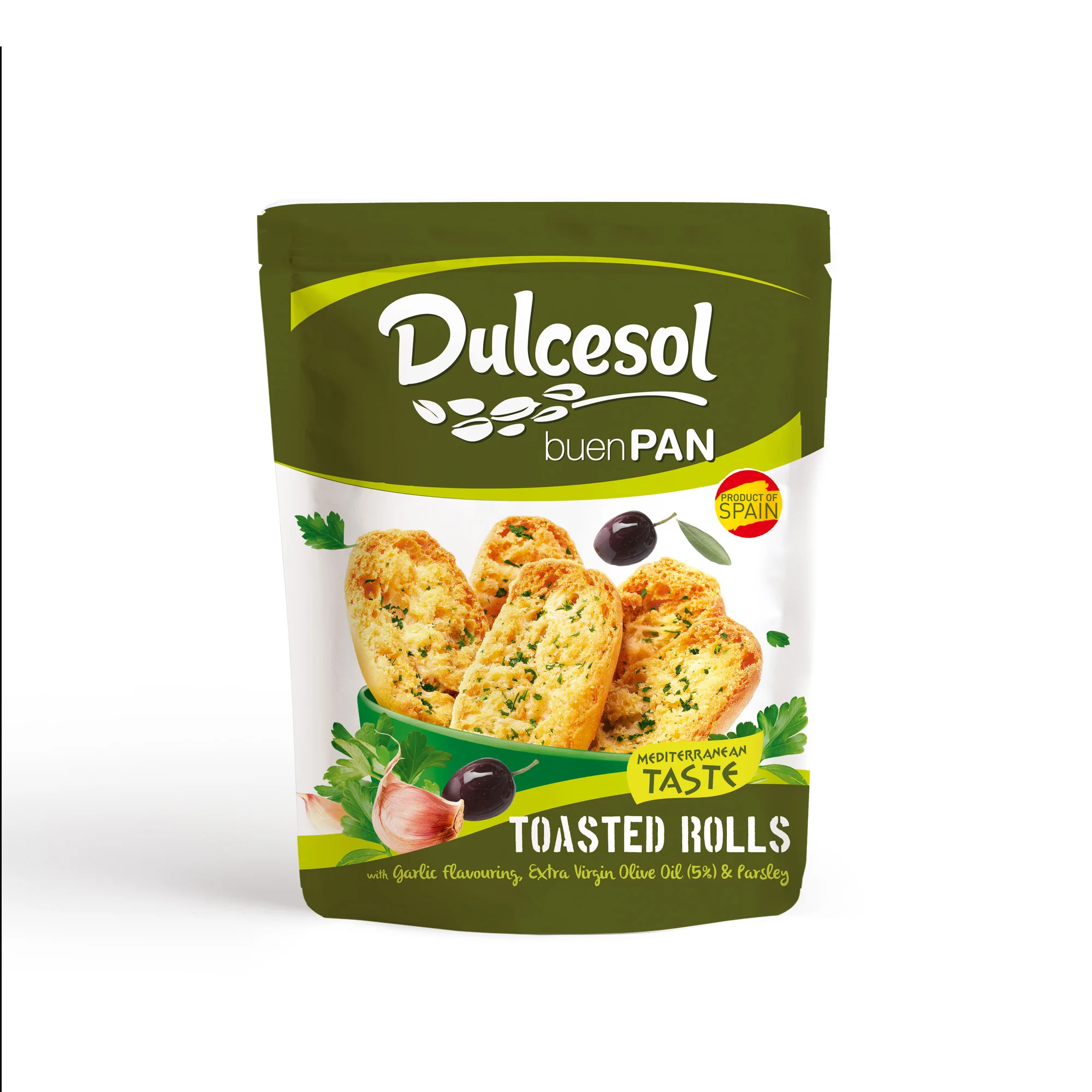 
 Жареные рулоны с чесноком, оливковым маслом и петрушкой  