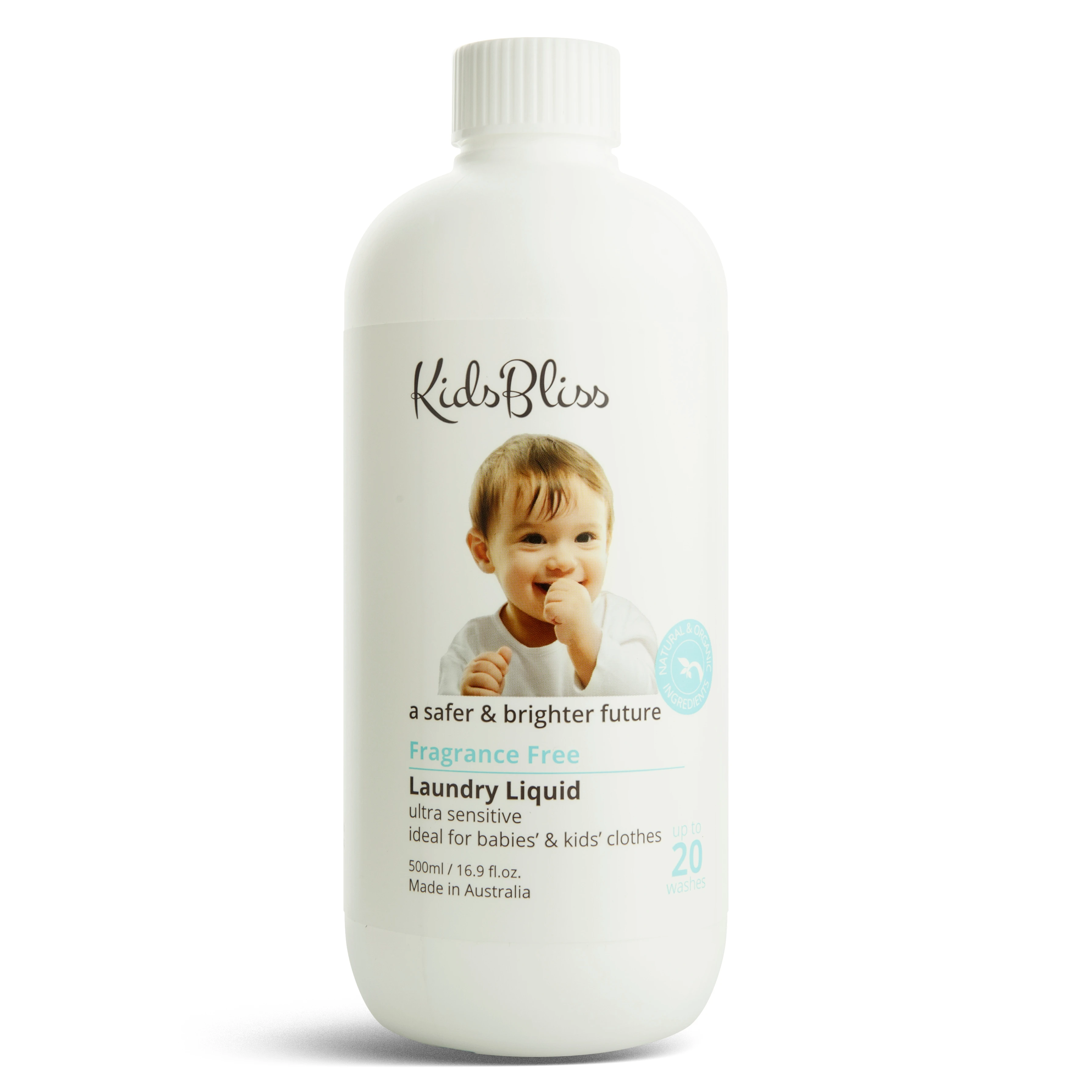 KidsBliss - Laundry Liquid - Fragrance Free - Baby Use - Australian Made - Chemical Free - 500ml - Pure Natural