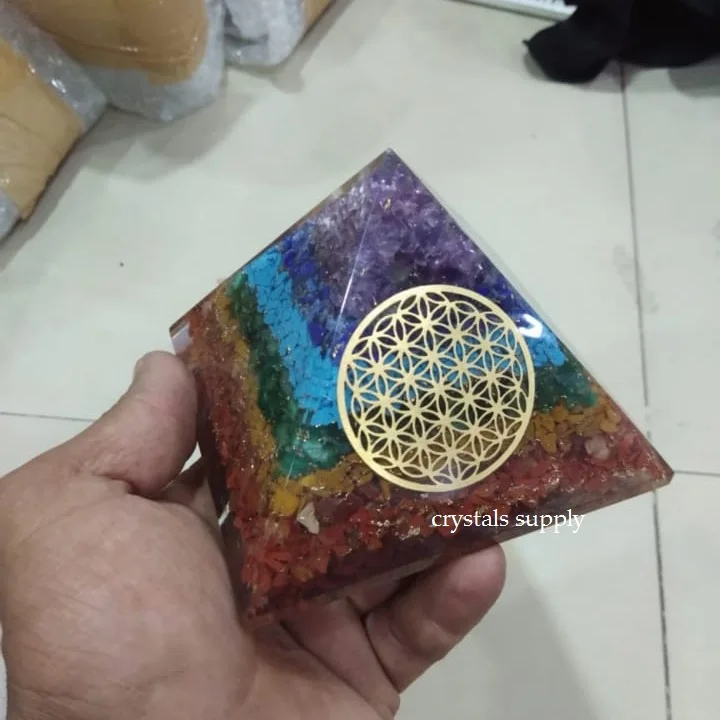 Crystal & Amethyst Orgone Pyramid With Crystal Point : Wholesale Orgone Energy Pyramids : Wholesale Orgonite Pyramids Orgone