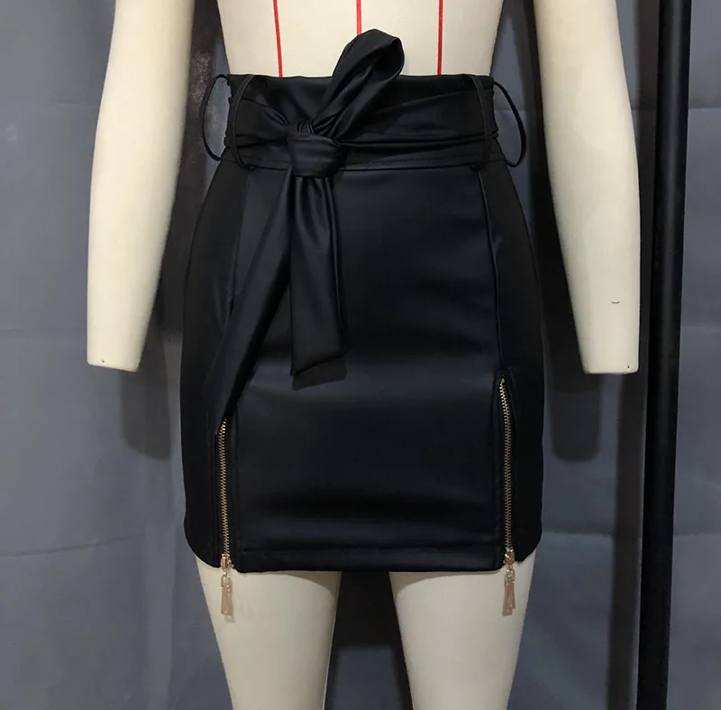  Новая юбка из искусственной кожи с высокой талией женское черное облегающее платье Повседневная Уличная одежда Короткие мини-юбки-карандаш полностью под заказ