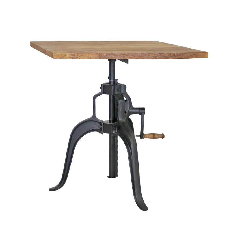 Industrial Vintage Crank Mechanism Bar Table Jodhpur Rustic Adjustable Crank Bar Table Restaurant Cafe Pub Bar Crank Table