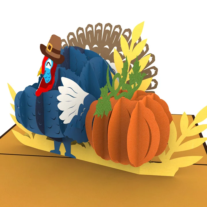 Thanksgiving Turkey Holiday Celebration Handmade Pop Up Greeting Card 3D Paper Wholesale Vietnam