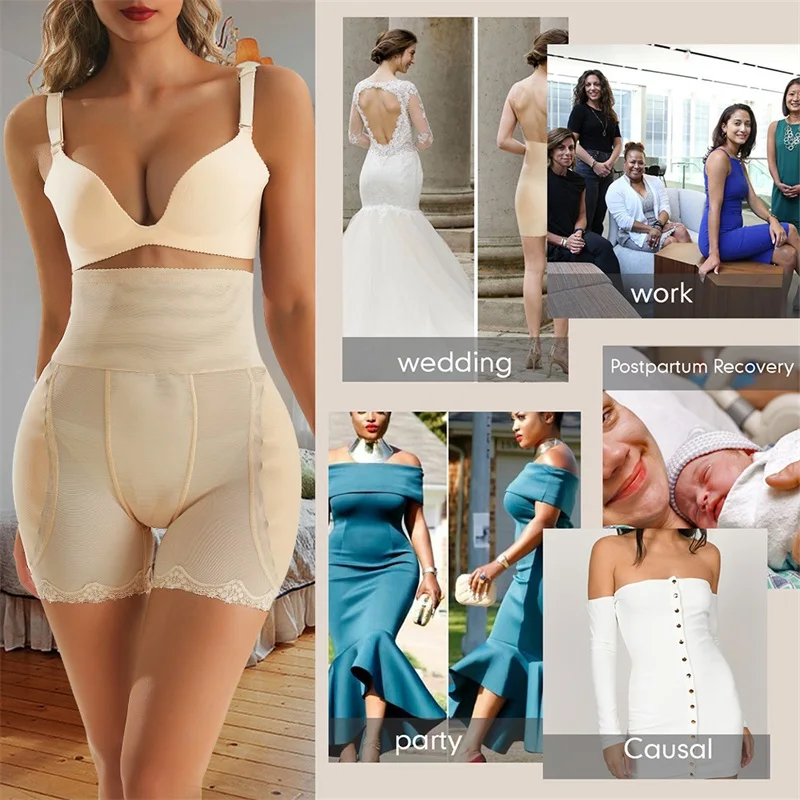 Custom Women Plus Size Body Panties Shapewear See Through High Waister Trainer Hip Pads Padded Buttocks Shaper