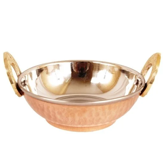 Стальной медный Сервировочный набор ручной работы кастрюля Kadhai индийские аксессуары для кухни сервировочный станок