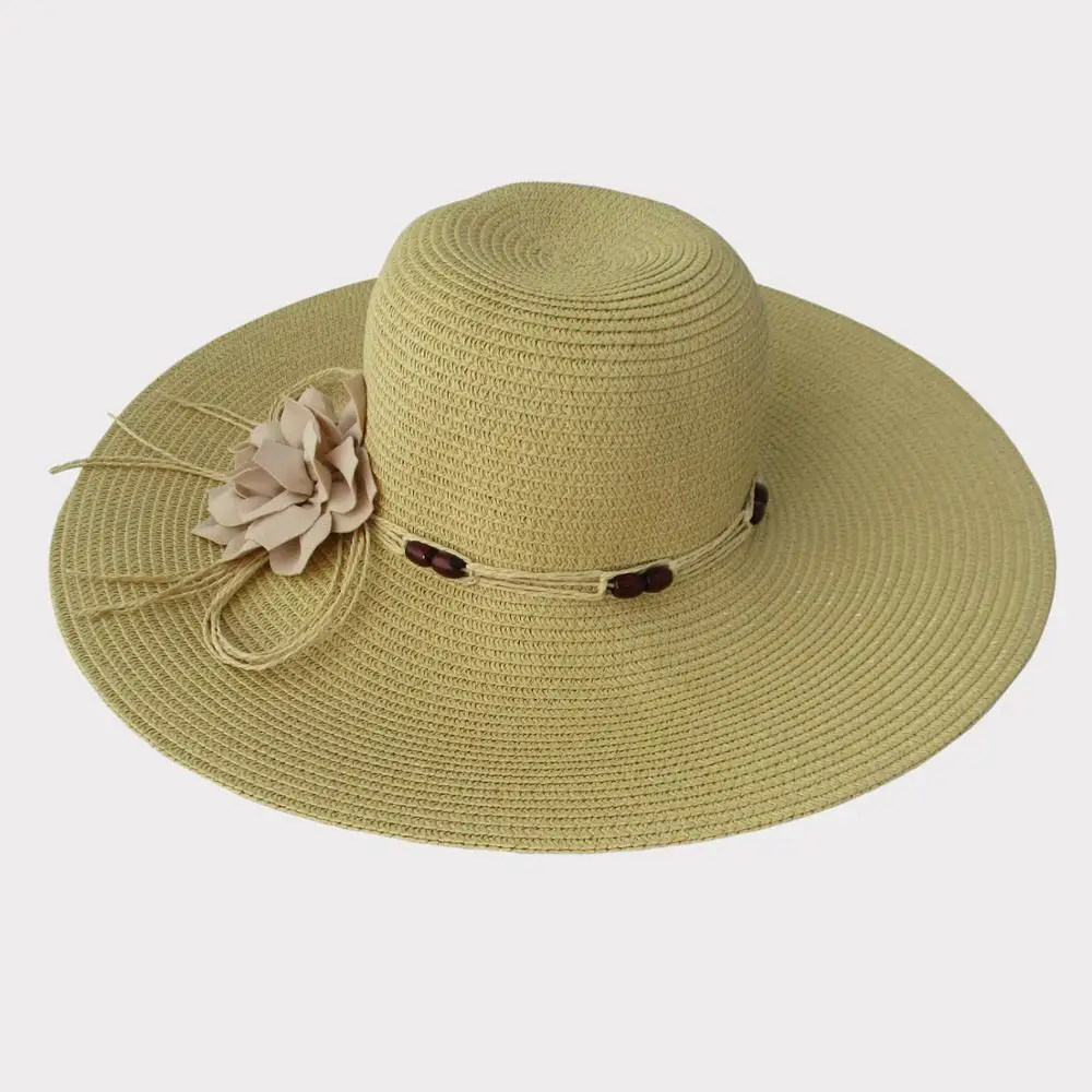 High quality Raffia seaside holiday summer sunshade crocheted packable raffia straw hat with lace band, sun hat handicraft