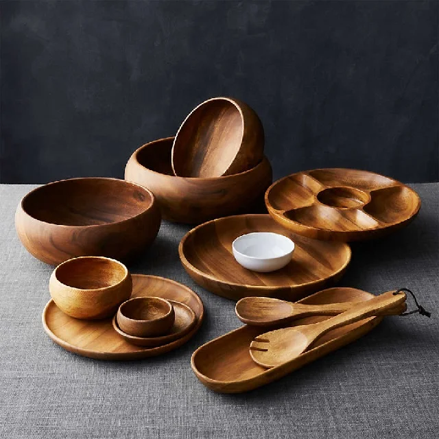 Hot Selling High Quality Handcrafted Customized Acacia Wood Oval Tray for Breakfast Dessert Snacks Serving Tray for sale