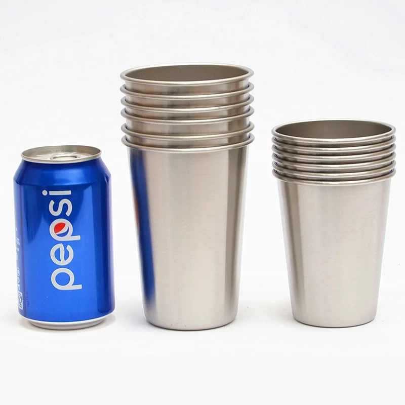 
Bar Accessories Single Wall Stainless Steel 304 Coffee Beer Drinking Metal Mug Cup With straw Customized Logo 