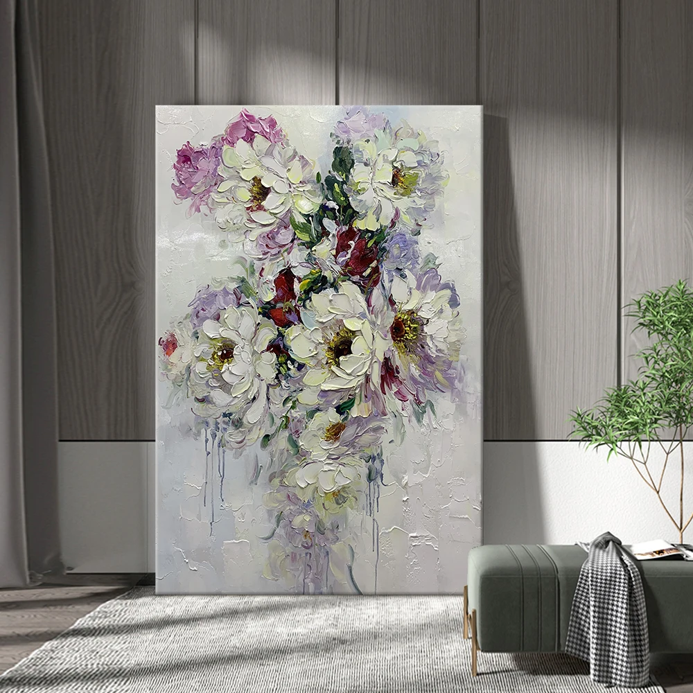 Peony Flower Wall Picture Art Nordic Pink Poster Wall Paintings for Girls Living Room Pop Art Decor 24X32inch/60X80cm