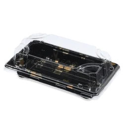 Wholesaler plastic sushi box container serving Japanese sushi tray with lid to go packaging