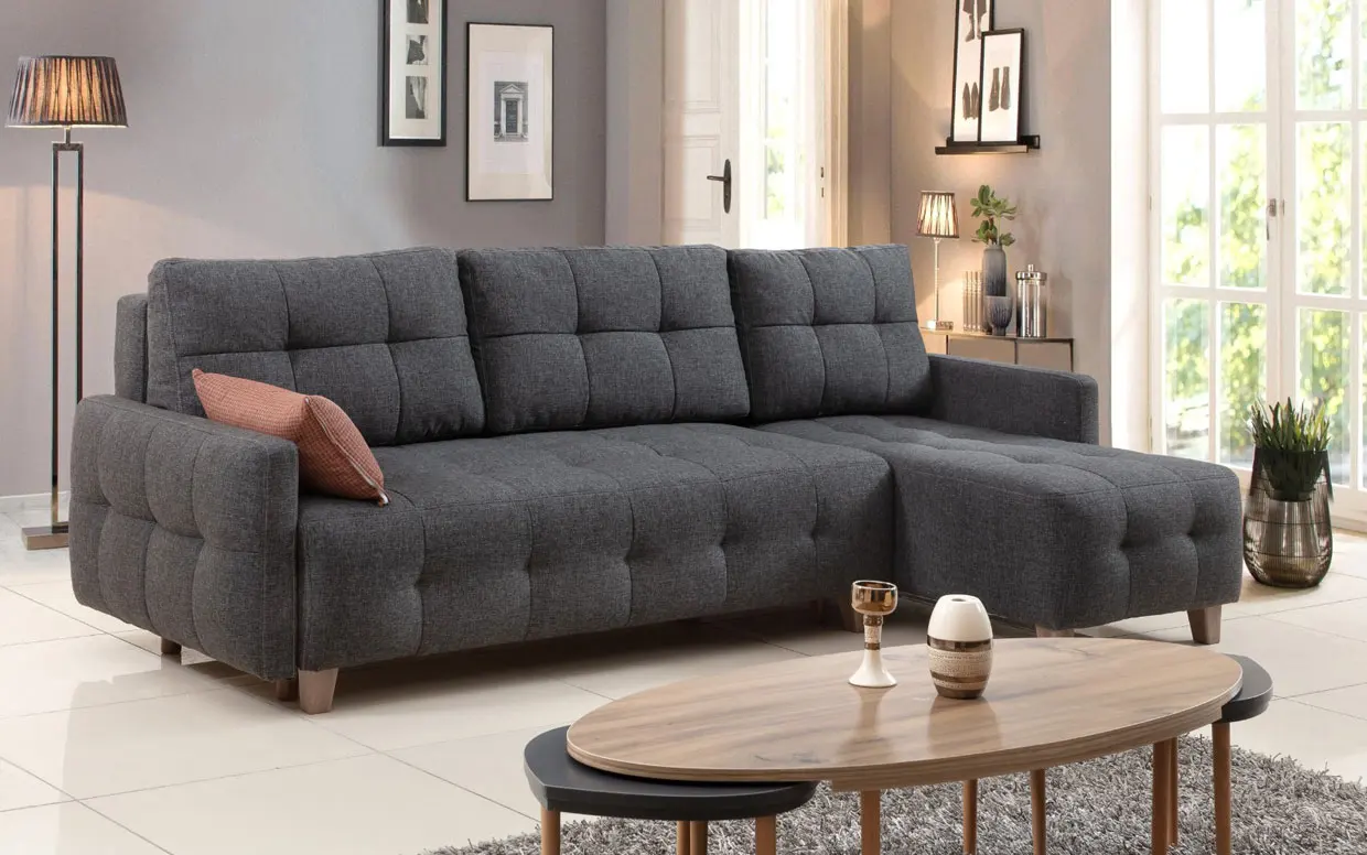 Modern Minimalist Corner Sofa Baked Hornbeam Wood Sponge 36 density Comfort and elegance combined