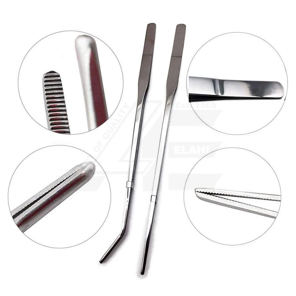 Reptile Feeding Tongs Aquarium Stainless Steel Straight and Curved Tweezers Polished Long Handle Feeder Tools for Lizard Snake