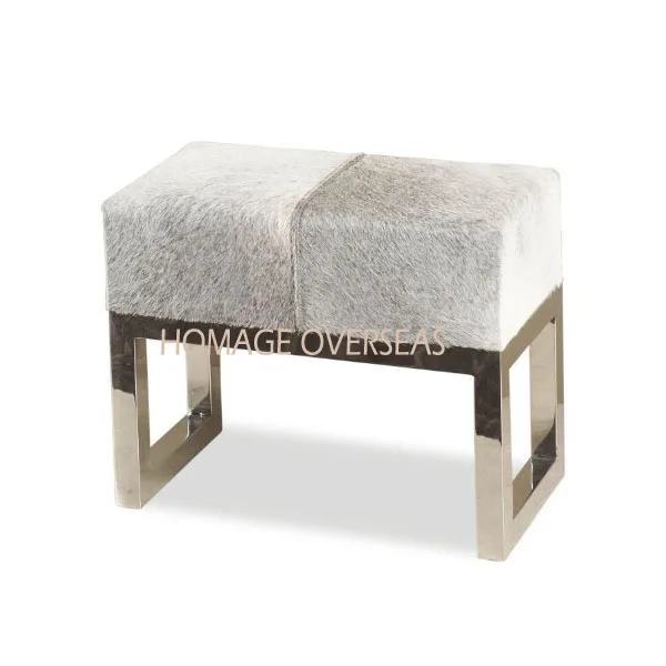 
Round Modern ottoman stool with Gold Metal base for Home Decoration 