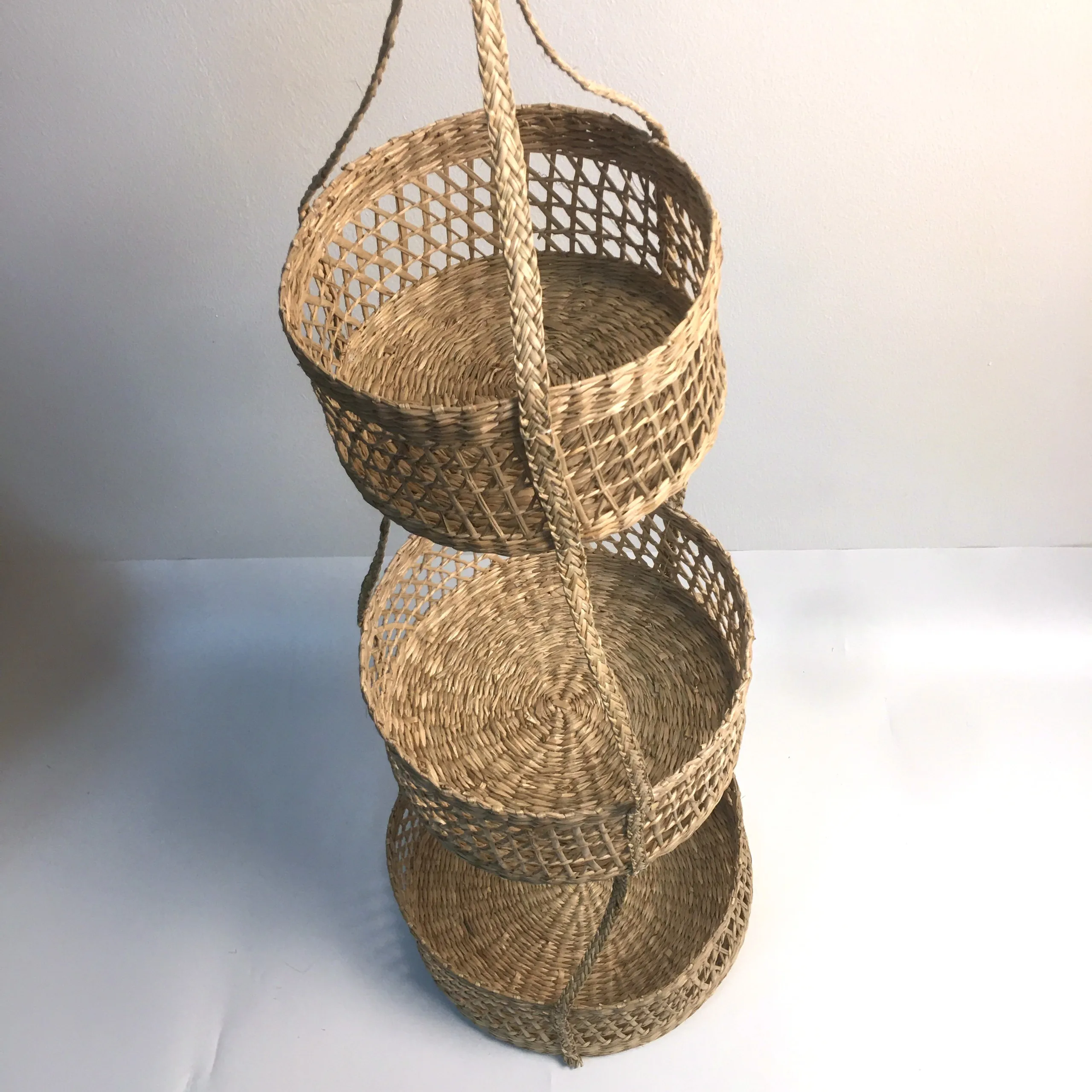2021 Hot Sale 3 Tier Hanging Fruit Basket for Kitchen Macrame Hanging Basket for Fruit and Vegetable Storage Boho Wall Baskets