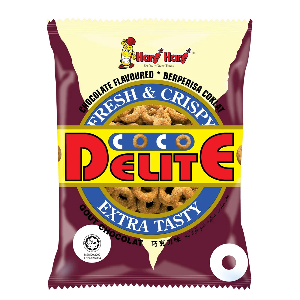 CocoDelite Halal Crispy Snack Chocolate Flavour Hari Hari Corn Snack 60gm