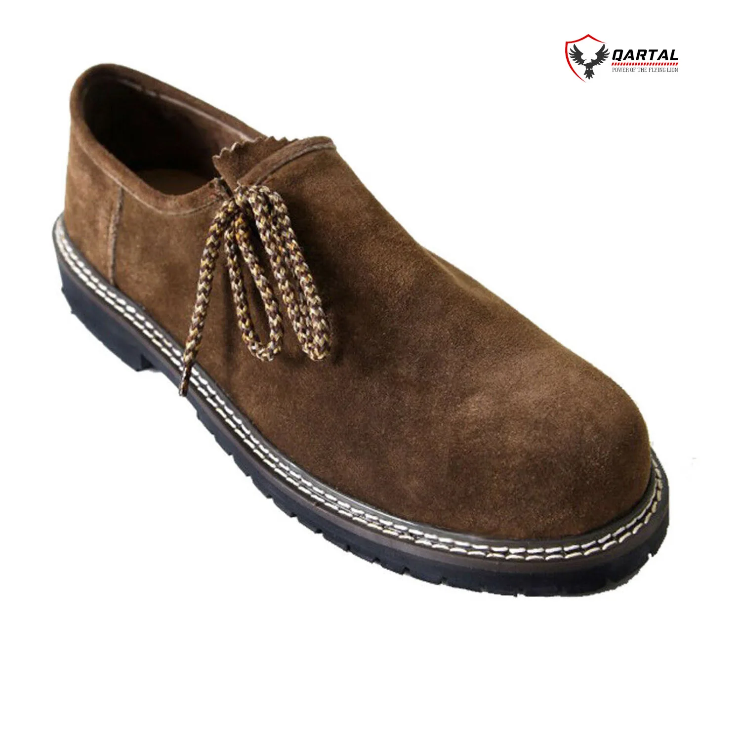 Gents Brown Leather Lace Up Hard Sole Mesh Bavarian Shoes High Quality German Trachten Lederhosen Shoes