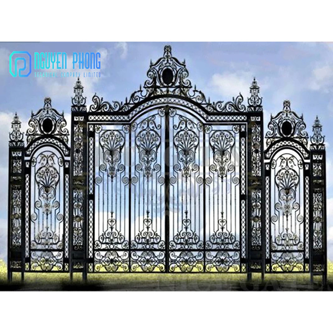 High Standard OEM Custom Wrought Iron Main Entry Gates Fence