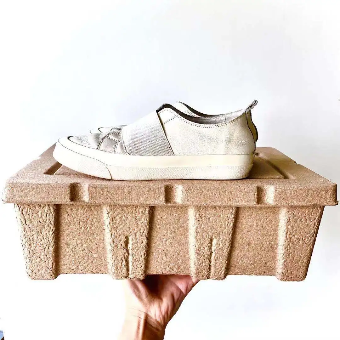 Custom paper shoe box with recycled paper material pulp molded shoe box biodegradable