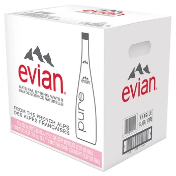 Evian Natural Mineral Water, 25.3 Fluid Ounces, Glass, 12-Pack