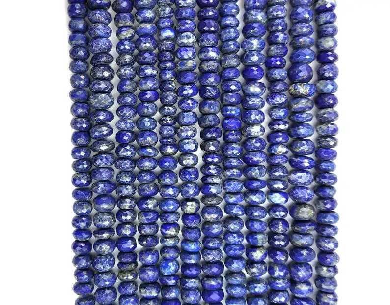 Natural Blue Lapis Lazuli Gemstone Faceted Rondelle Beads Wholesale Price Making Jewelry Maufracture