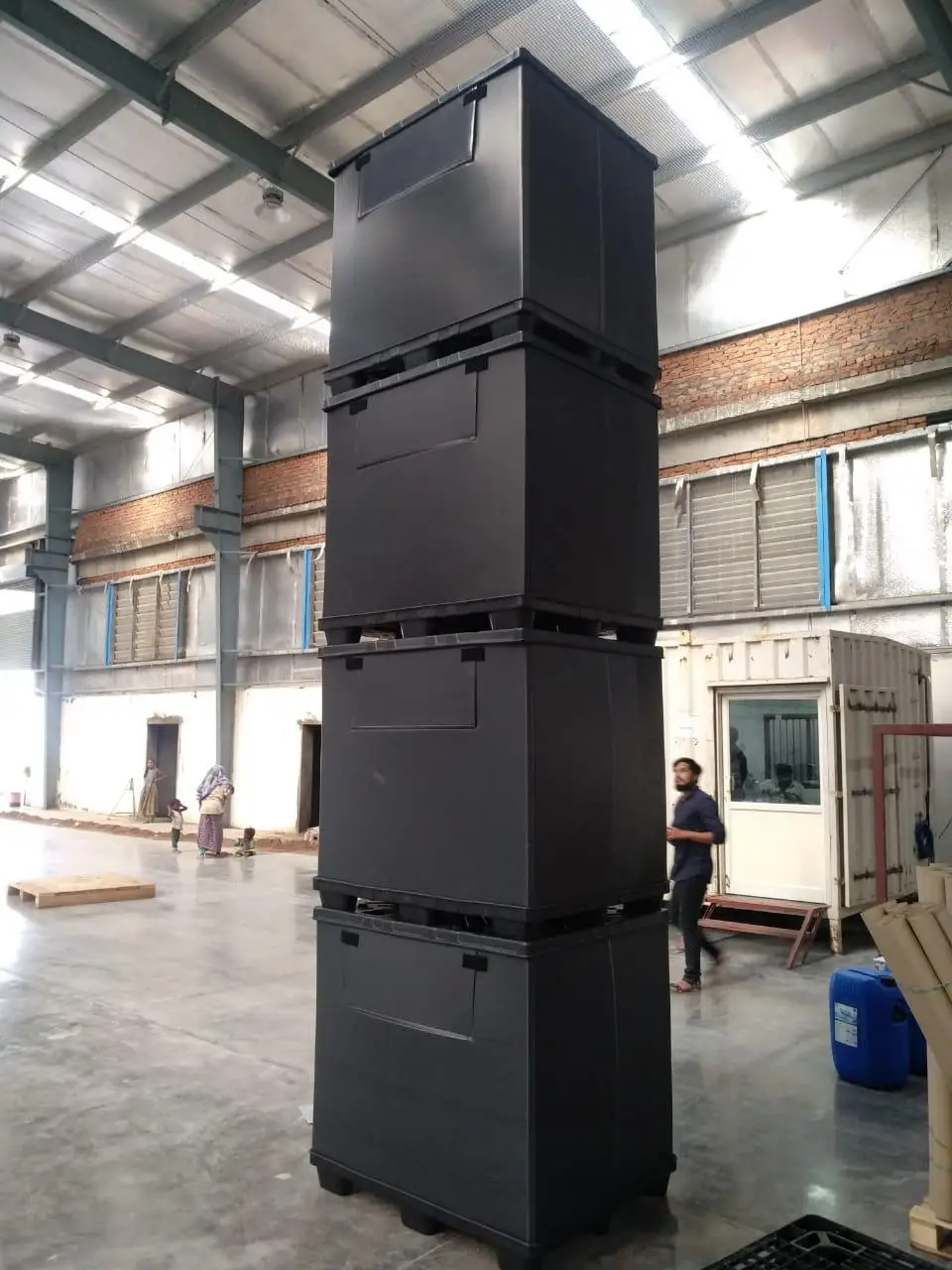 Складные пластиковые поддоны 1200x1000 x вертикальная высота с верхней и нижней крышкой 9001:2018-серый цвет