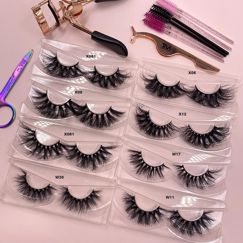 
Private label custom lash box 3d wispy mink eyelashes bulk wholesale full strip lashes bottom 25mm mink eyelash vendors 