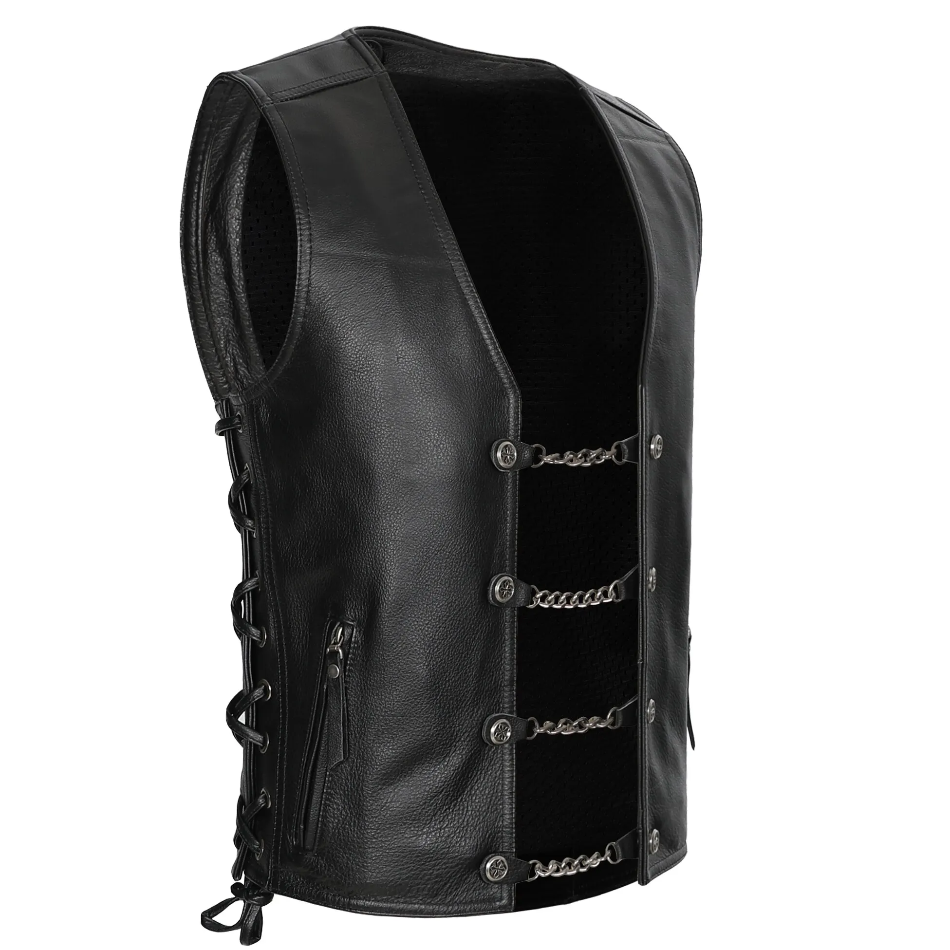 Новый мужской мотоцикл кожаный жилет для девочек из натуральной яловой Outback байкер