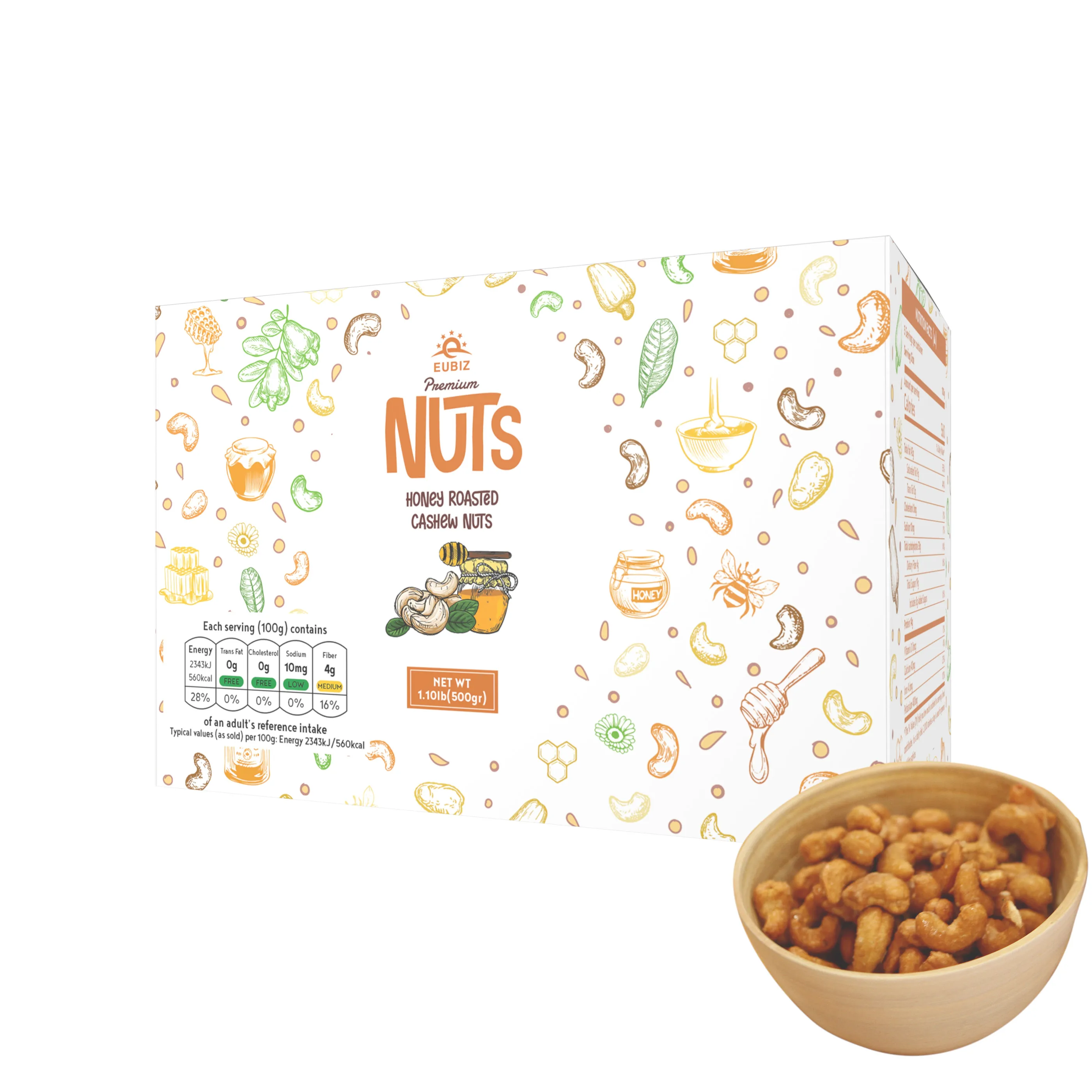 Best seller EUBIZ Cashew nuts Flavor Honey - High Quality Cashew Nut Price - Box (paper) 500g (7.0 Oz) - VietNam