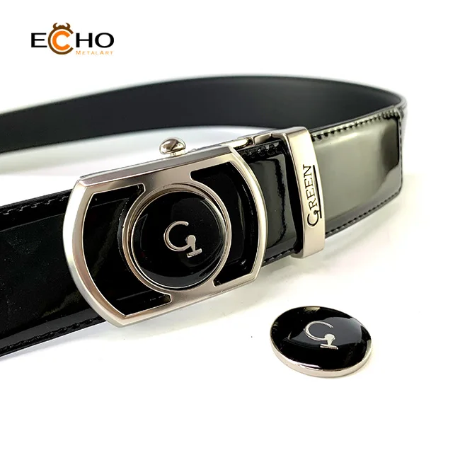 New design buckle and golf marker strap with black pvc leather golf belt