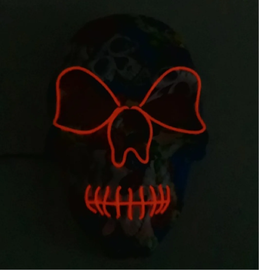 Painted skull glowing mask, EL Mask Halloween, LED Mask Scary Cosplay Party Mask