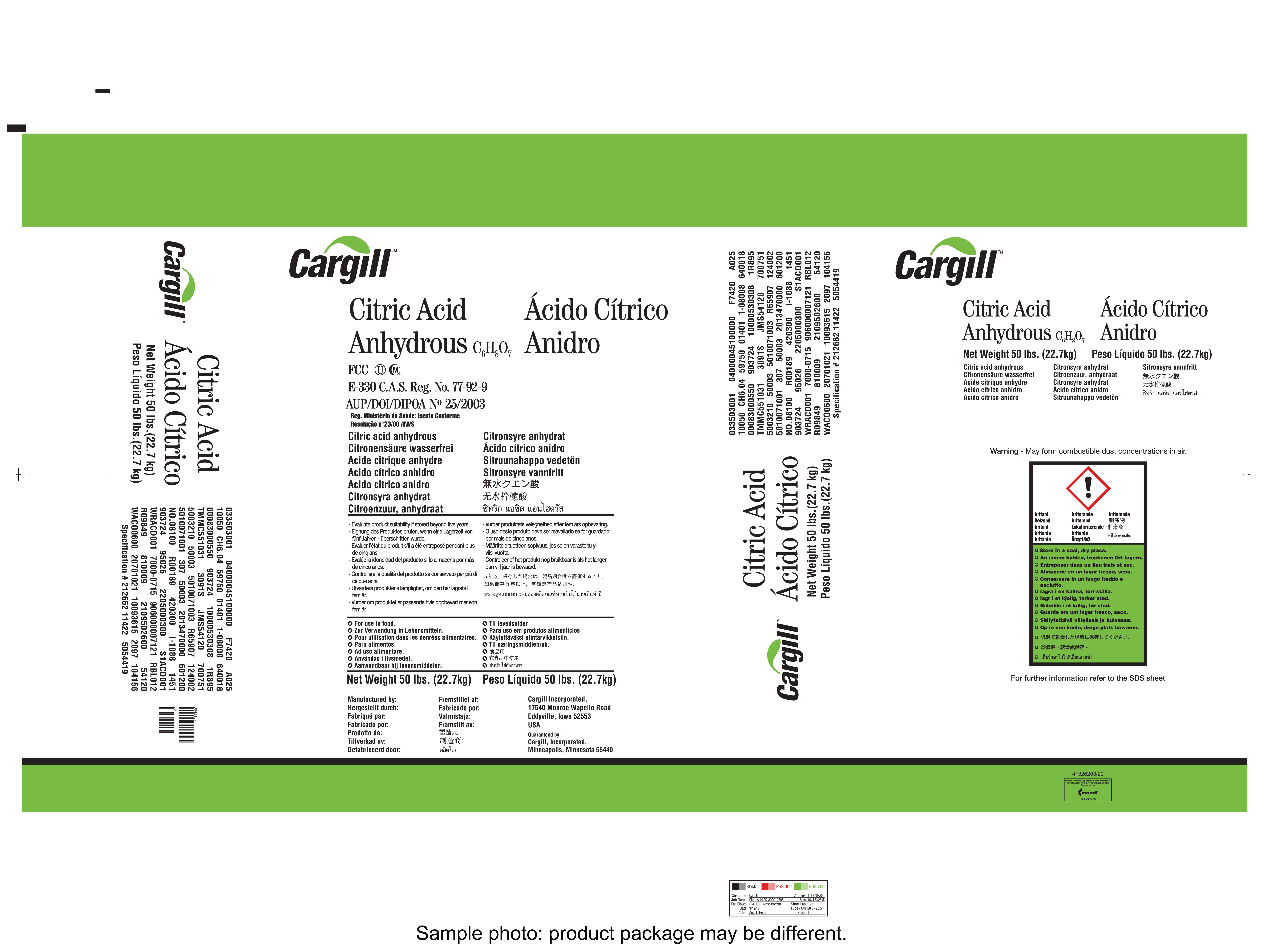Cargill World Leading Supplier Citric Acid Bulk Discount Pricing