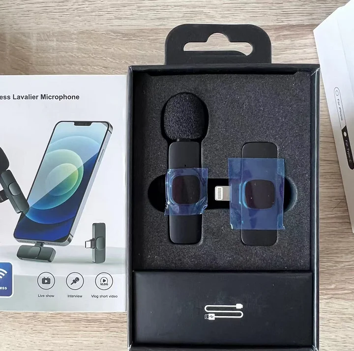 Live Broadcast Noise Cancelling Mini Portable Audio Video Recording Microfonoe for iPhone Mic Wireless Lavalier Microphone
