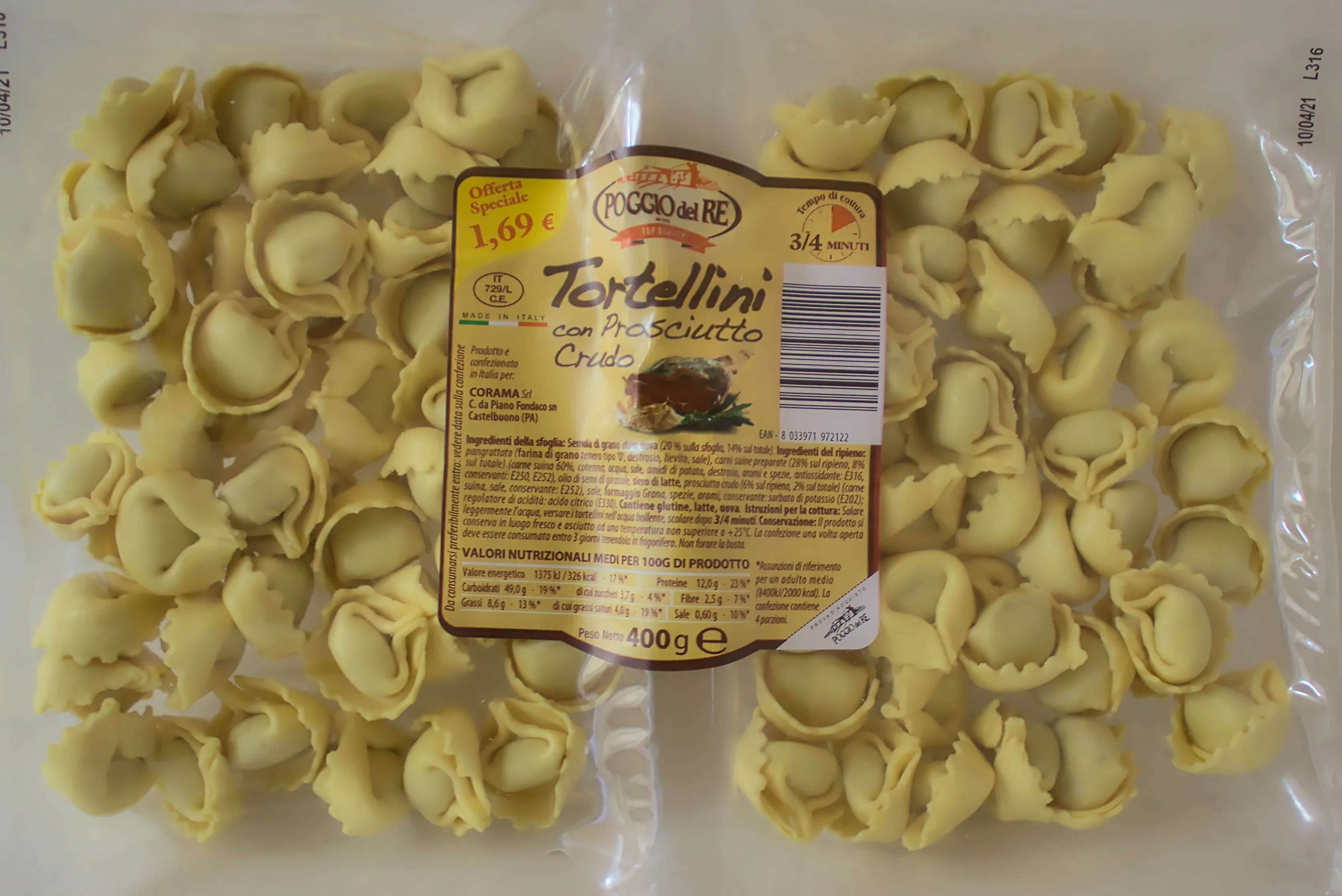 
Top quality POGGIO DEL RE Italia MEAT FILLED TORTELLINI - DOUBLE PACK- 400 g 