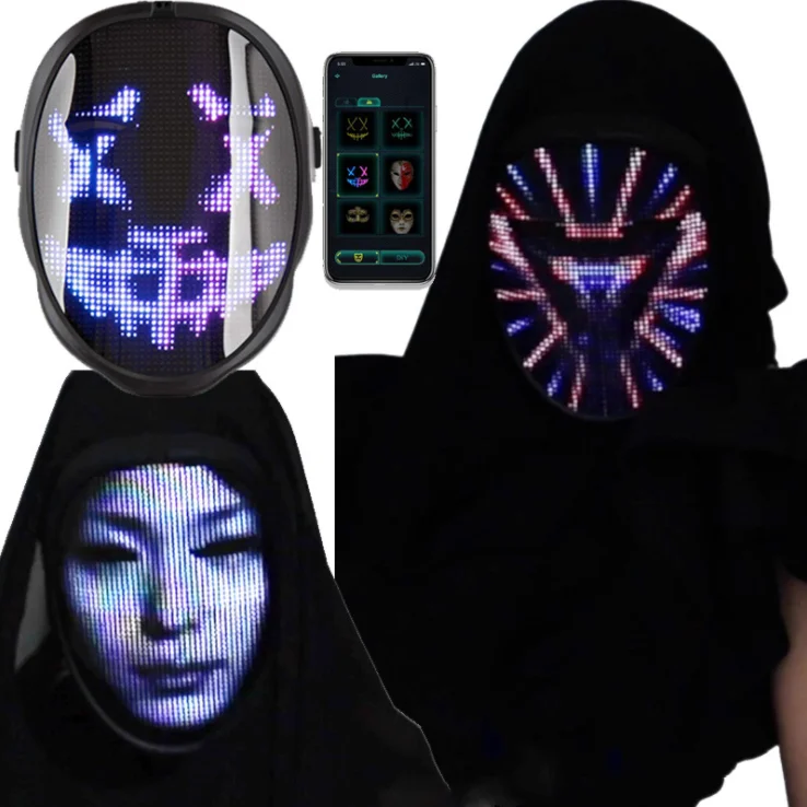  Новейшая программируемая сияющая маска с управлением через приложение со светодиодным дисплеем клоун призрак украшение для Хэллоуина страшная