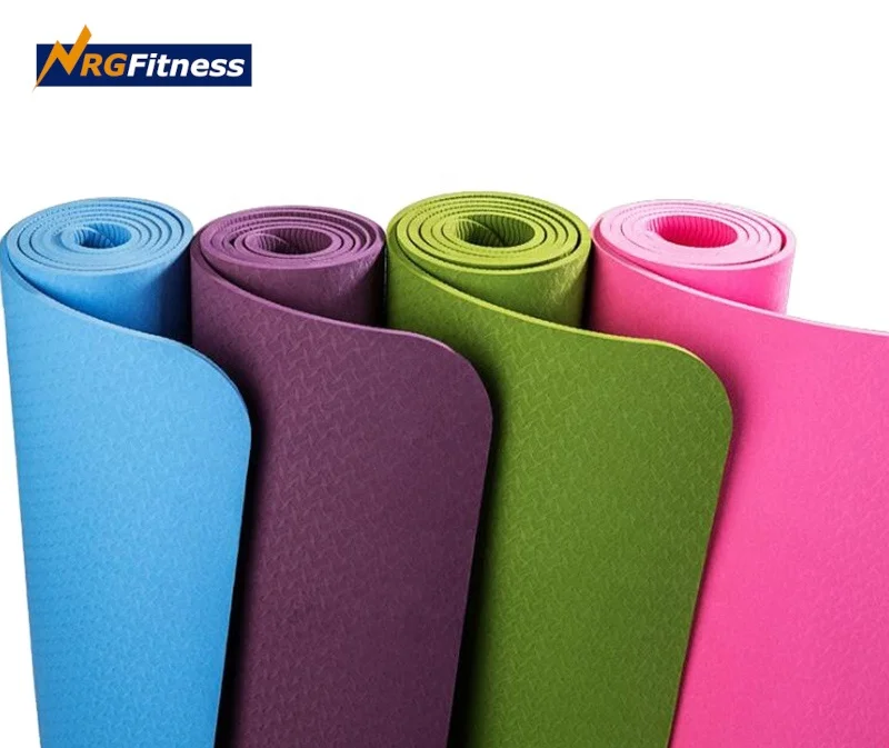 Custom Yoga mat TPE with solid color or screen print any color or design non-slip non-crumble