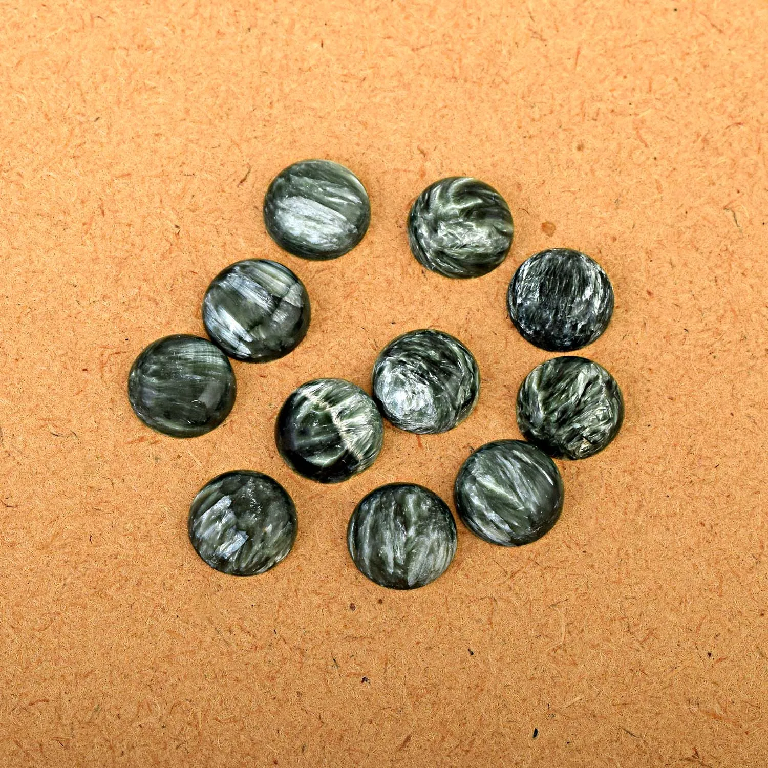 Indian High Quality 4 MM Round Shaped Natural Seraphinite Loose Cabochon Cutting Gemstone For Fine Jewelry Accessories Making