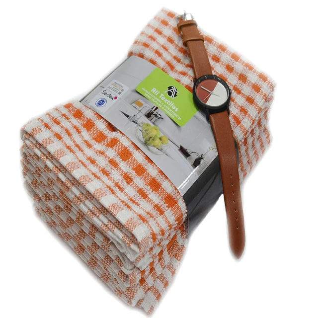 100% Cotton Mono Check Terry Towel Super Absorbent