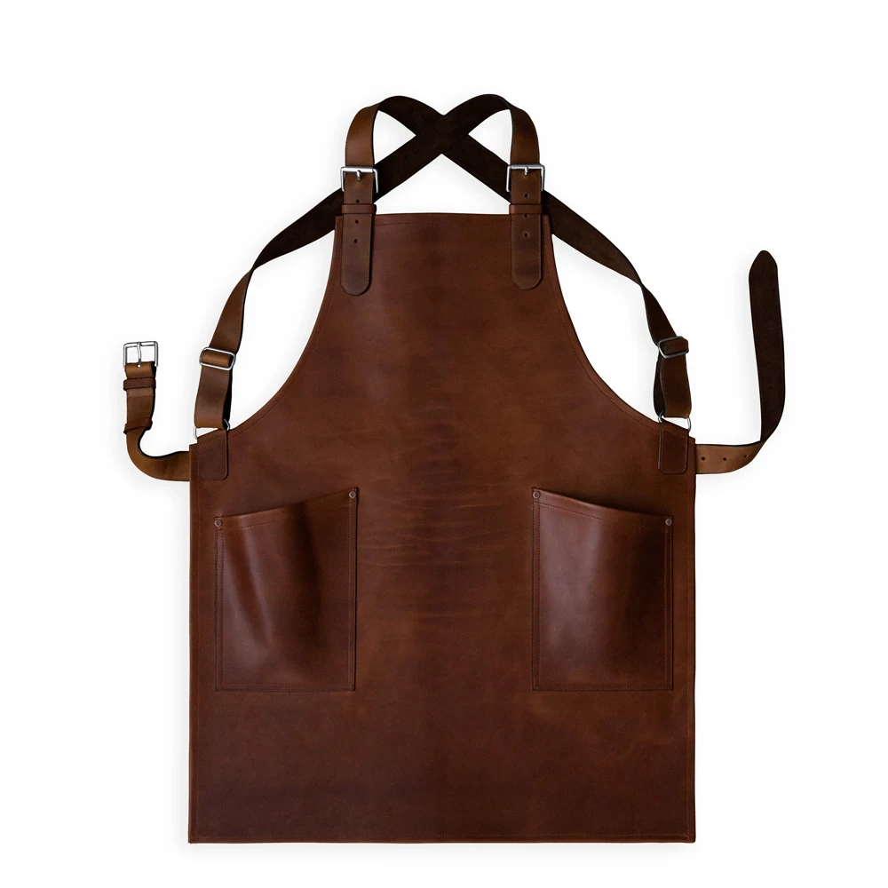 Wholesale Adjustable Leather Straps Workshop Men Sublimation Apron Manufacturer Custom Leather Denim Cooking Aprons Kitchen