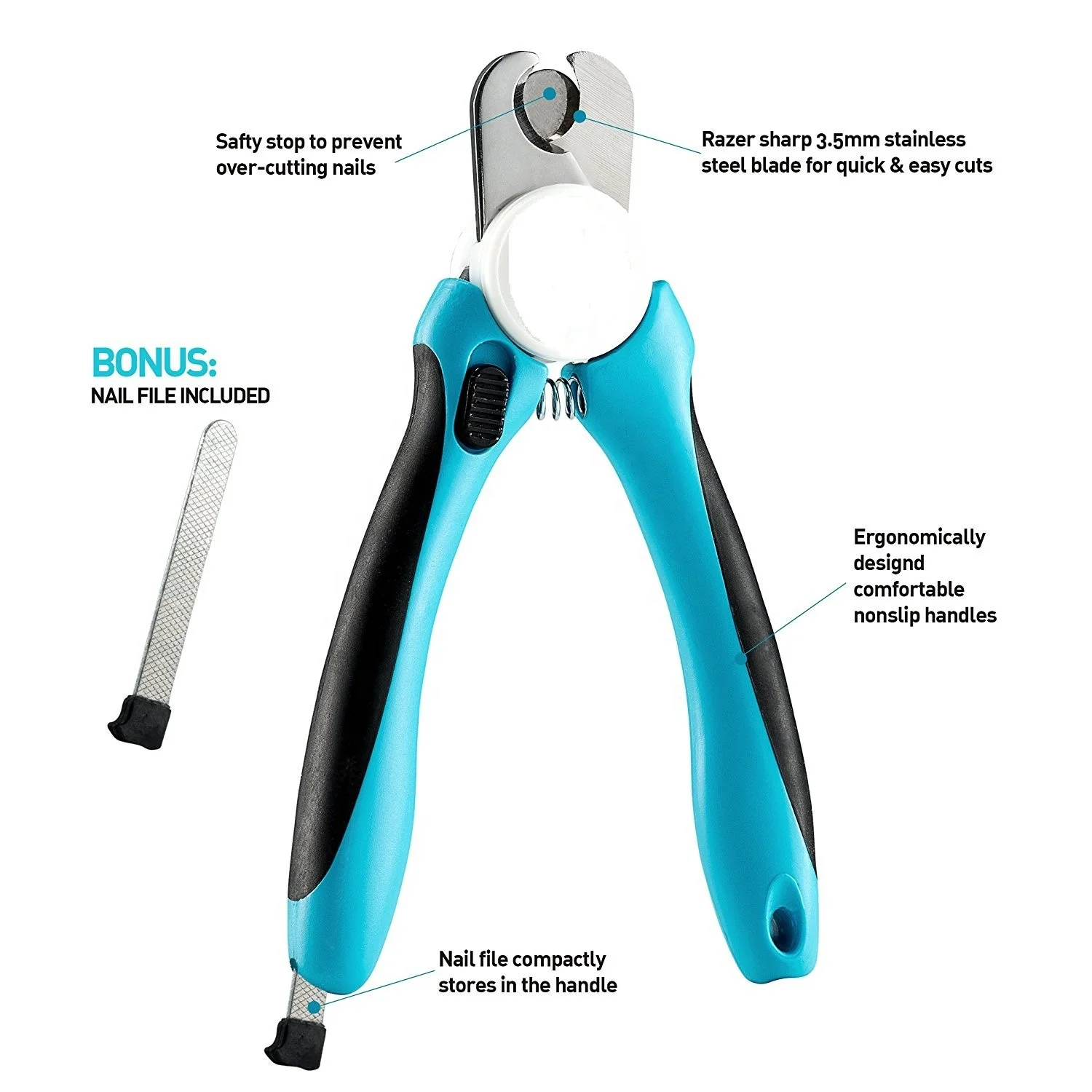 
Dog Pet Nail Clippers Trimmer with Free Nail File Safety Guard Avoid Over Cutting for Cats 