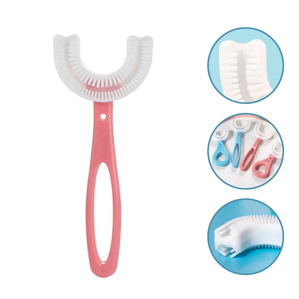 Amazon Oral Care Manual Silicone 360 U-shaped Baby Kids Toothbrush U Shape