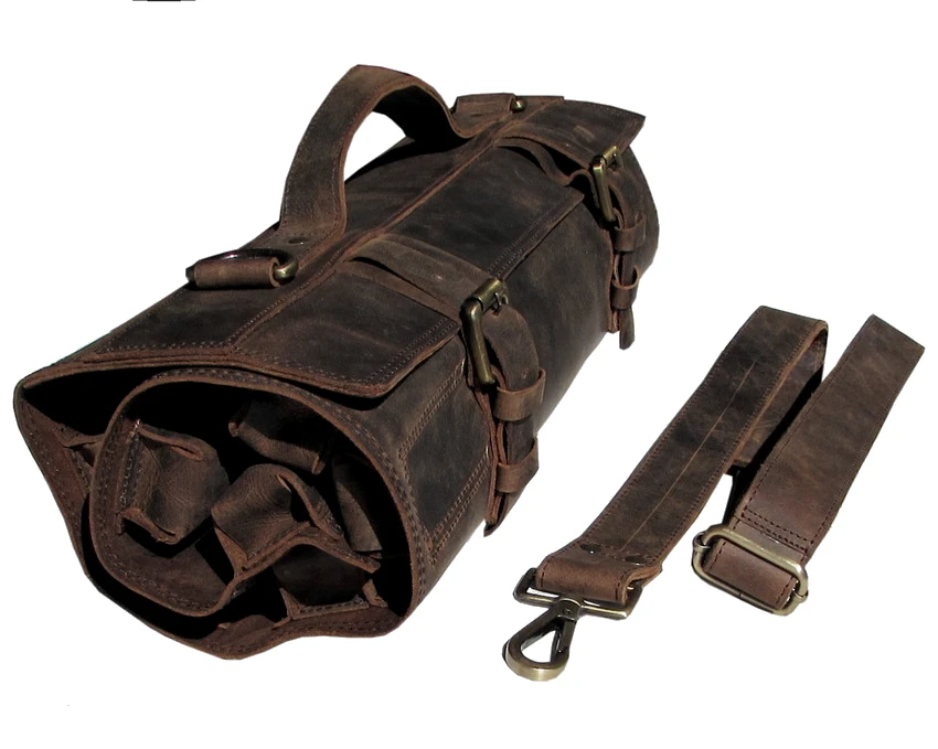 Профессиональный кожаный кухонный нож ручной работы рулон сумок шеф-повара средний коричневый ширина 3 дюйма высота 5 дюймов удерживает длину 18 CE