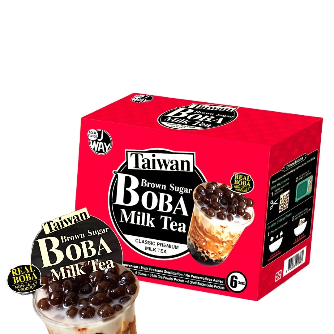  Набор для чая Tapioca Pearl Тайвань набор мгновенного приготовления из коричневого сахара (6 шт.) с 6 соломинками пузырьковый