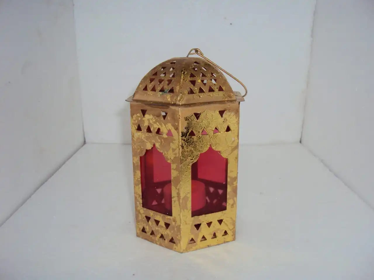 Moroccan lantern with reddish wine coloured glass a lantern with red beauty