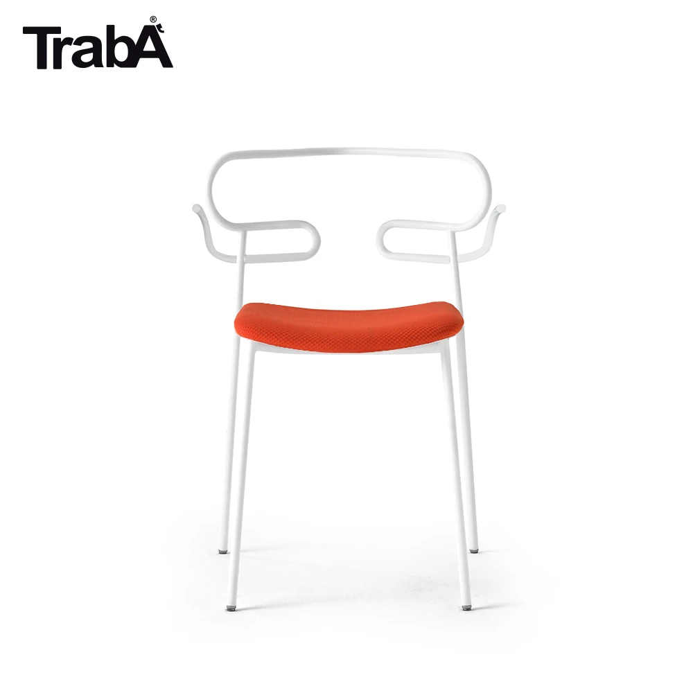 High Quality stackable Armchair metal frame padded seat