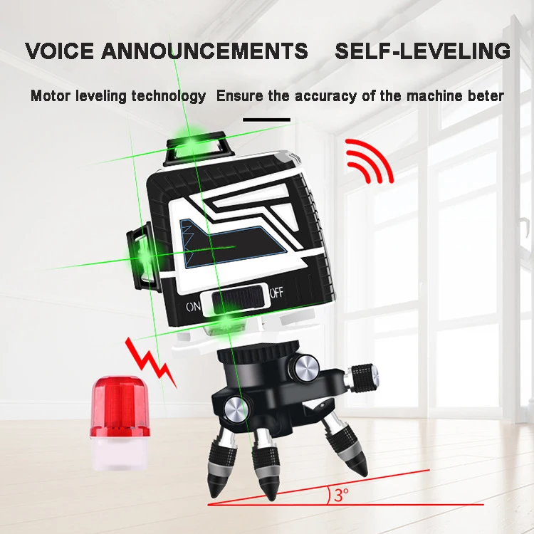 4D laser level 16 lines laser level high quality green germany osram diode 360 laser level with slope function