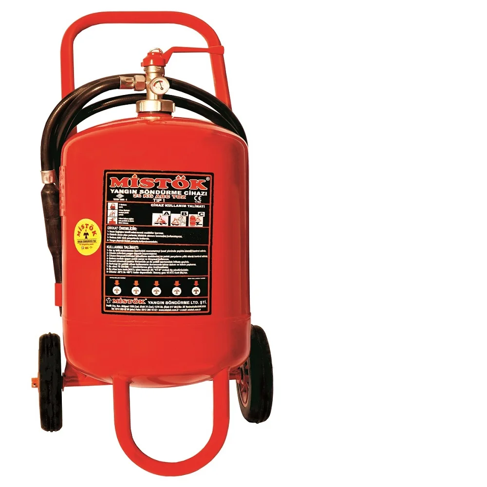1kg-2kg-12kg-50kg  40%  MAP fire fighting A-08 25 kg factory price fire extinguisher two wheels trolley with carriage hot sale